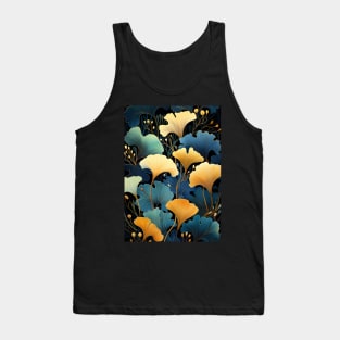 Blue And Gold Ginkgo Leaves Tank Top